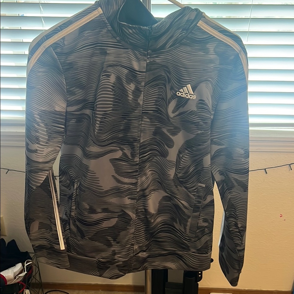 Boys Adidas Black and Gray Wave Track Jacket